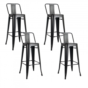Pack 4 Taburetes Pisos con respaldo de Metal Tolix para Bar Comedor LF5-03HB