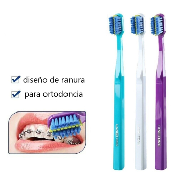 Pack 3 cepillos de dientes para ortodoncia Langton