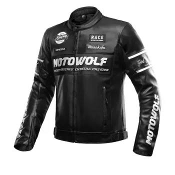 Chaqueta de cuero retro para motocicleta Motowolf JM1