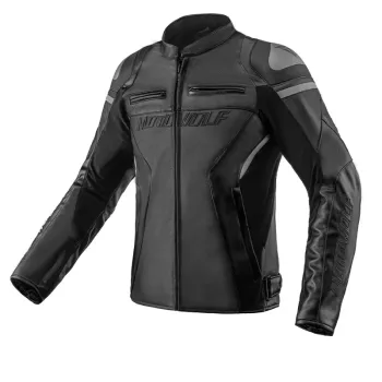 Chaqueta de cuero clásica para motocicleta protecciones CE1 Motowolf JM2